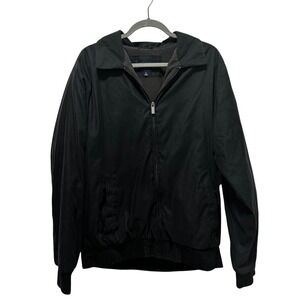 Croft & Barrow Mens Black Zip Up Bomber Jacket L‎ Lined Collared Warm Outerwear